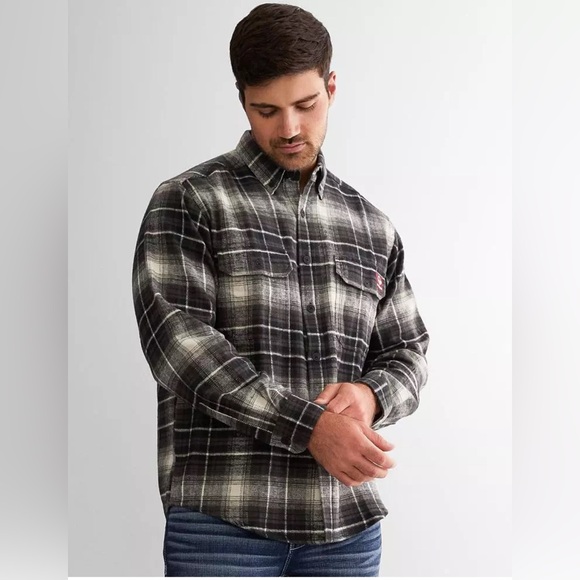 Buckle Wolverine Glacier Heavyweight durable and warm black plaid flannel size M - Picture 1 of 12